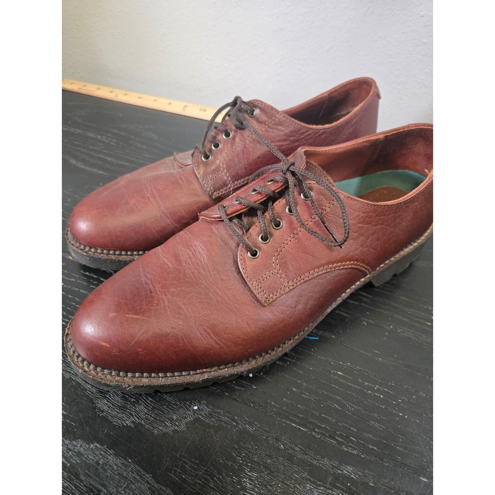 H.S. Trask Bison Leather Lug Sole Blucher Oxford Brown Made in USA 11 M